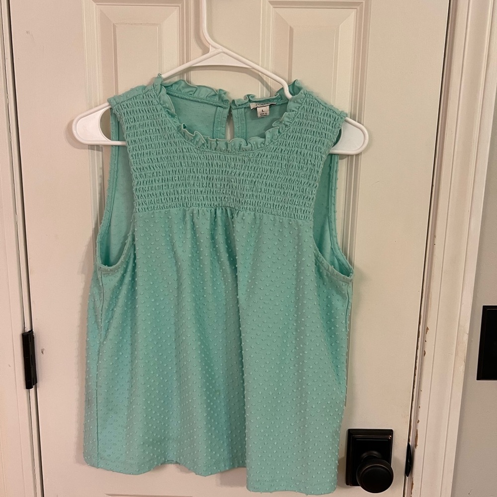 J. Crew Factory Light Blue Textured Blouse